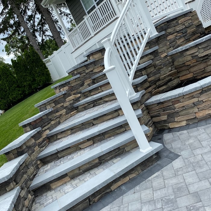 Culture stone veneer composite railings curved