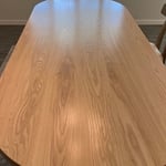 White ash top. 36 inches wide and 96 inches long, and almost 2 inch thick.