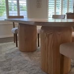 Beautiful white ash bullet table/dining room table, delivered to customer in Arcadia.