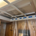 Ceiling mold below a shower.