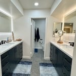 Navy Blue Double-Vanity Bathroom