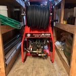 Water jetter to clean drain lines.