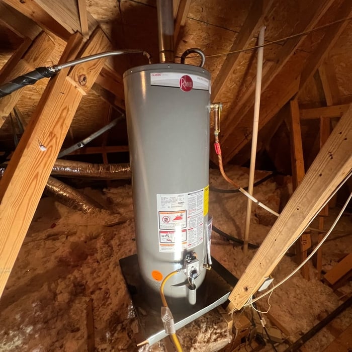 Water heater replacement - attic