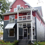 House at angle after