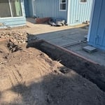 Landscaping installation, bark,rocks, grass and irrigation system