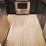 Kitchen Floor, cabinets appliances.