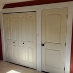 Widened closet opening and replaced doors. Added trim around windows and new Luxury Vinyl Plank flooring