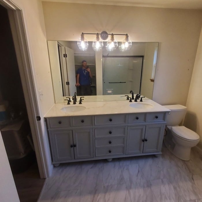 New Vanity w/ Countertop and Faucets, Light and Mirror ? New Toilet