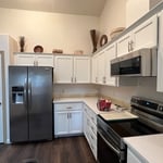 Another view of newly installed cabinet hardware