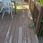 Old decking boards and handrails before they were replaced