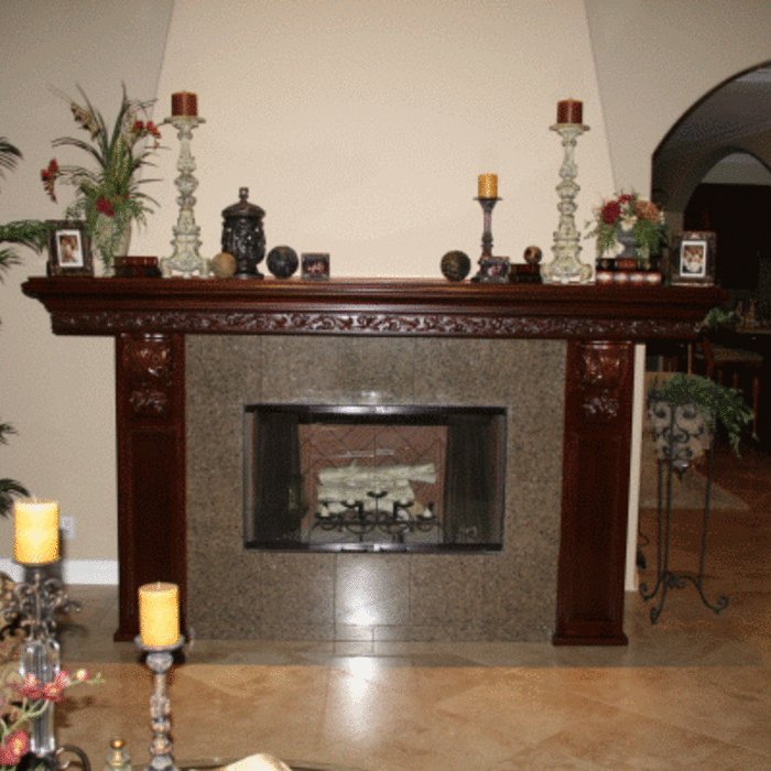 Mantle with Hand Carving