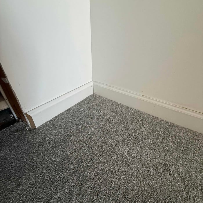 Customer has plans to install doors in the doorways, but shipping had pushed them back, so we just left the base trim long and will cut back as needed for the door trim once the doors come in.
