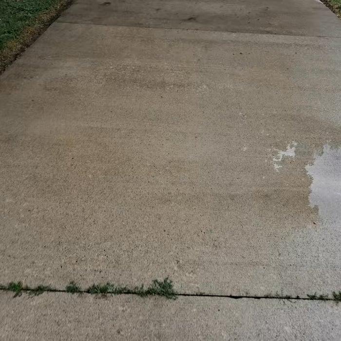 Pressure washed driveway