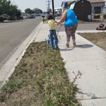 Sons first mow