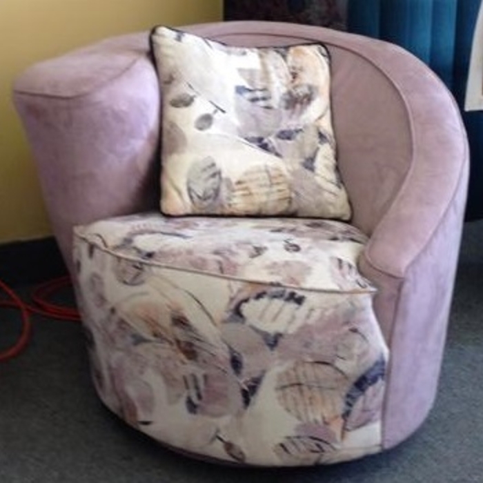 Modern Swivel Chair with Coordinating Fabrics