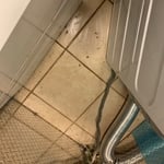 Dryer vent replaced to dryer and floor clean behin