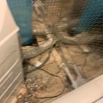 Dryer vent and floor before cleaning