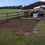 storage shed and patio