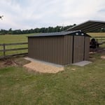 storage shed and patio