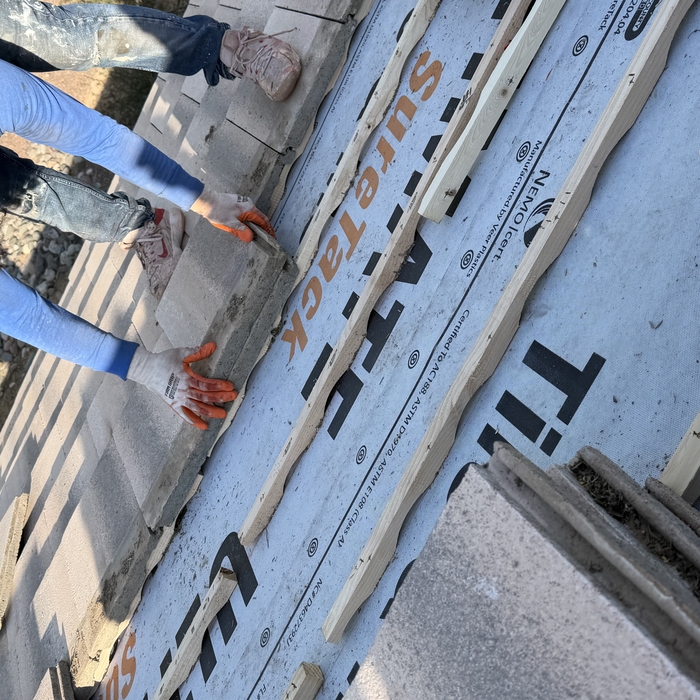 Tile installation over new premium underlayment and elevated tile battens