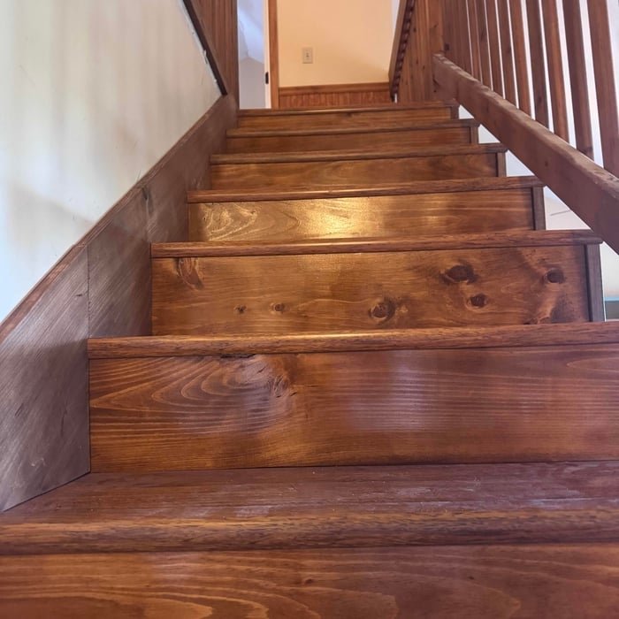 Beautiful custom stained cedar boards for the rise