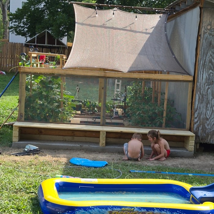 Raised garden and bench