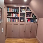 Completed bookshelf including molding