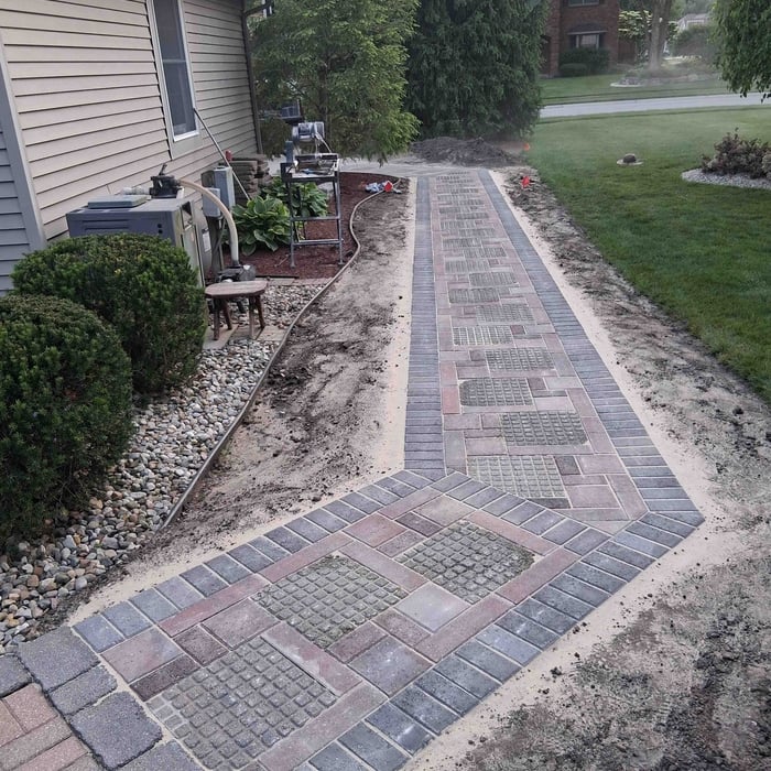 Walk way of pavers