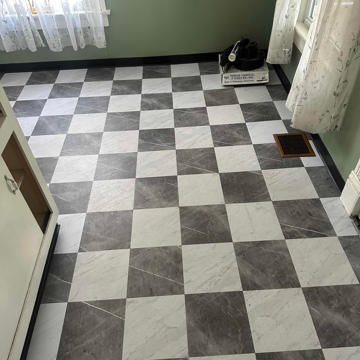 Stick and peel floor