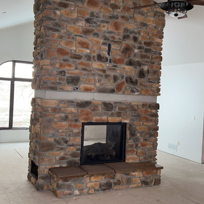 Stone fireplace