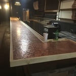 Bar top with pennies