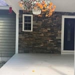 Stone veneer facade