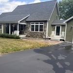Stone veneer facade