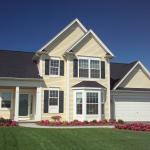 Transitional Home Exterior - Gray Clean Yellow Painted Home Exterior