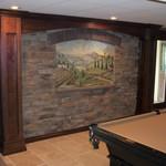 Main entertaining area in basement