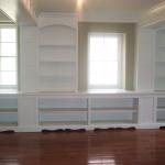 Transitional Library - Wood Sunny White Built In Bookcases