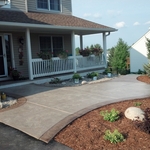 colored stamped walkway with patio - courtyard
