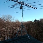 tri-pod mounted on roof rafter