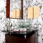 Contemporary Bathroom - Fun Sink Black And White Wallpaper