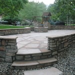 Fire Pit / Patio, Columns and Seat wall