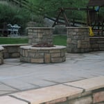 Fire Pit / Patio, Columns and Seat wall