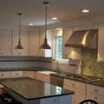 Traditional Kitchen - White Dark Green Black Leather Upholstered Bar Stool Seating