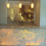 Contemporary Kitchen - Grey Sink Stone Pendants