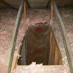 Fallen insulation into stairway