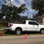 Truck that carries lift is unobtrusive.