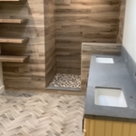 New bathroom shelves and title