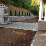 fire place, patio, retaining wall, pillars