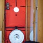 Blower Door measures infiltration and drafts.