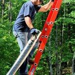 John Ceaser bringing liner up the ladder