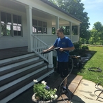 Soft washing a porch